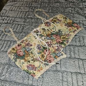 Cider Lace Floral Crop Top
